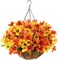 Artificial Fake Hanging Plants Flowers with Basket for Fall Outdoor Decor